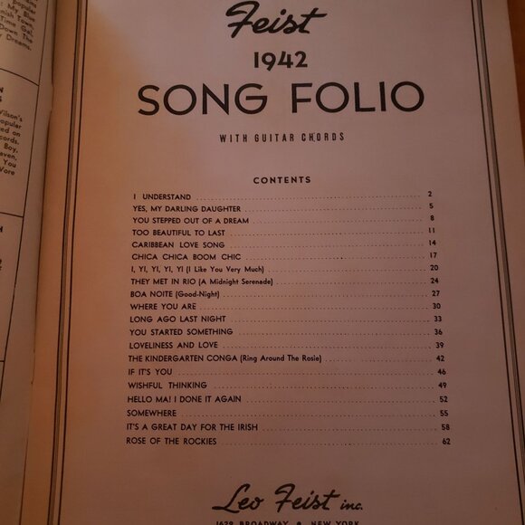 Feist 1942 Song Folio With Guitar Chords Vintage Song Book - Picture 2 of 3